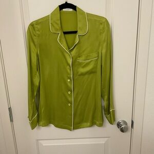 Equipment Lime Green Silk Top